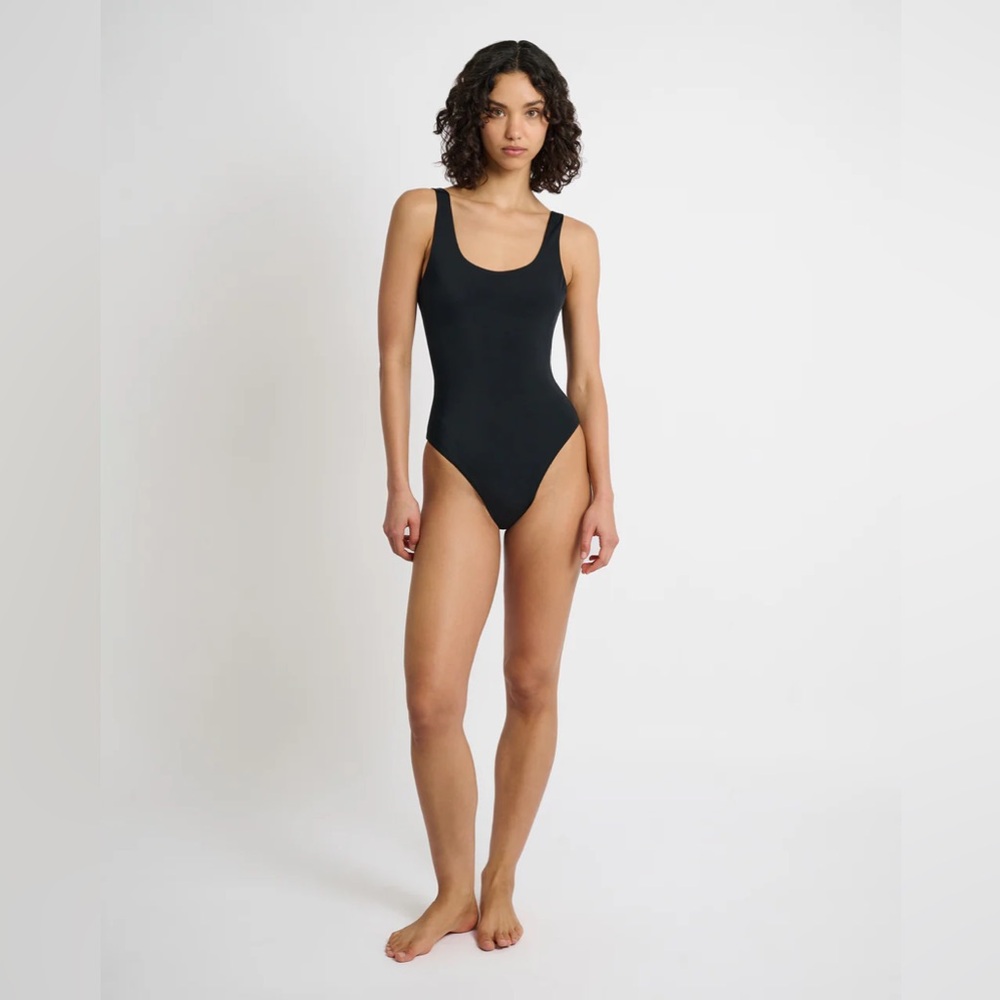 Onia Black Solid Square Neck One-Piece Swimsuit Women's Size Large (estimated)